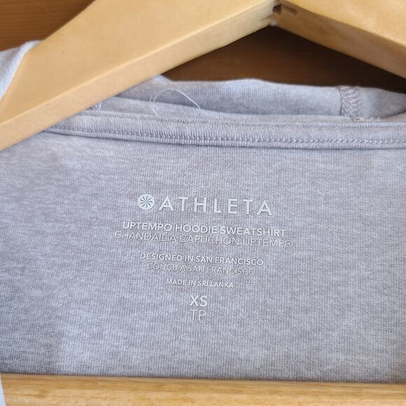 Athleta Uptempo Hoodie Sweatshirt Light Norwegian Gray XS Long Sleeve Top Shirt - Picture 4 of 6